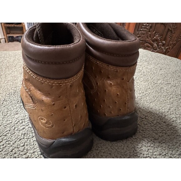 Roper Ostrich Kiltie Boots Men\'s Sz 10 Brown Leather Western Work Shoe EUC main image 8